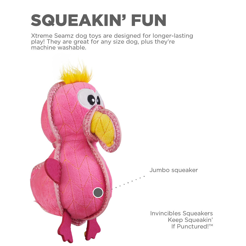 Outward Hound Flamingo Xtreme Seamz Plush Toy For Dog - Pink - M
