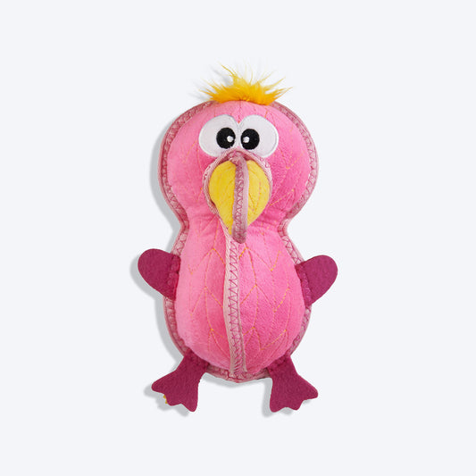 Outward Hound Flamingo Xtreme Seamz Plush Toy For Dog - Pink - M - Heads Up For Tails