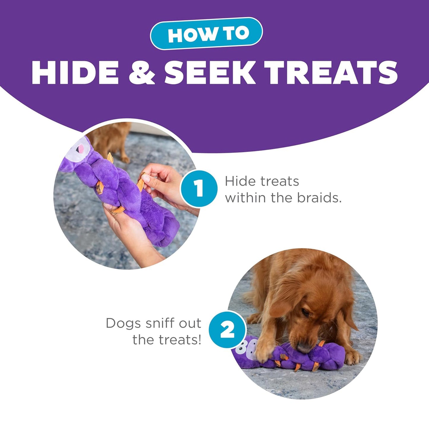Outward Hound Twistiez Unicorn Plush With Interactive Toy For Dog - Purple - L - Heads Up For Tails