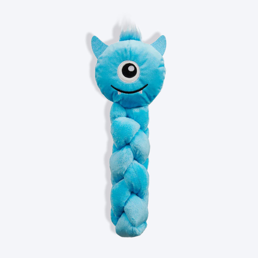 Outward Hound Twistiez Monster Plush With Interactive Toy For Dog - Blue - L - Heads Up For Tails