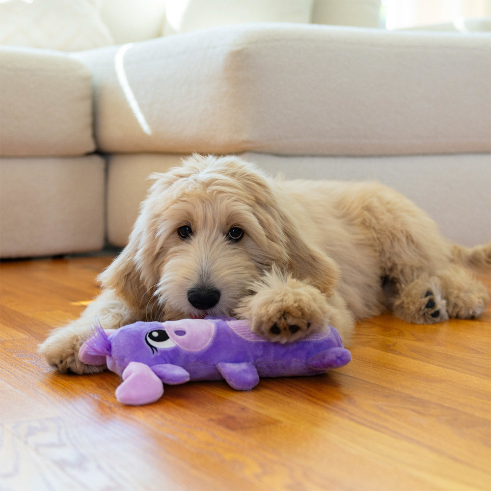 Outward Hound Moose Stuffing-Free Big Squeak Plush Toy For Dog - Purple - M