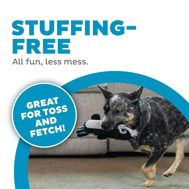Outward Hound Skunk Stuffing-Free Big Squeak Plush Toy For Dog - Black - Heads Up For Tails