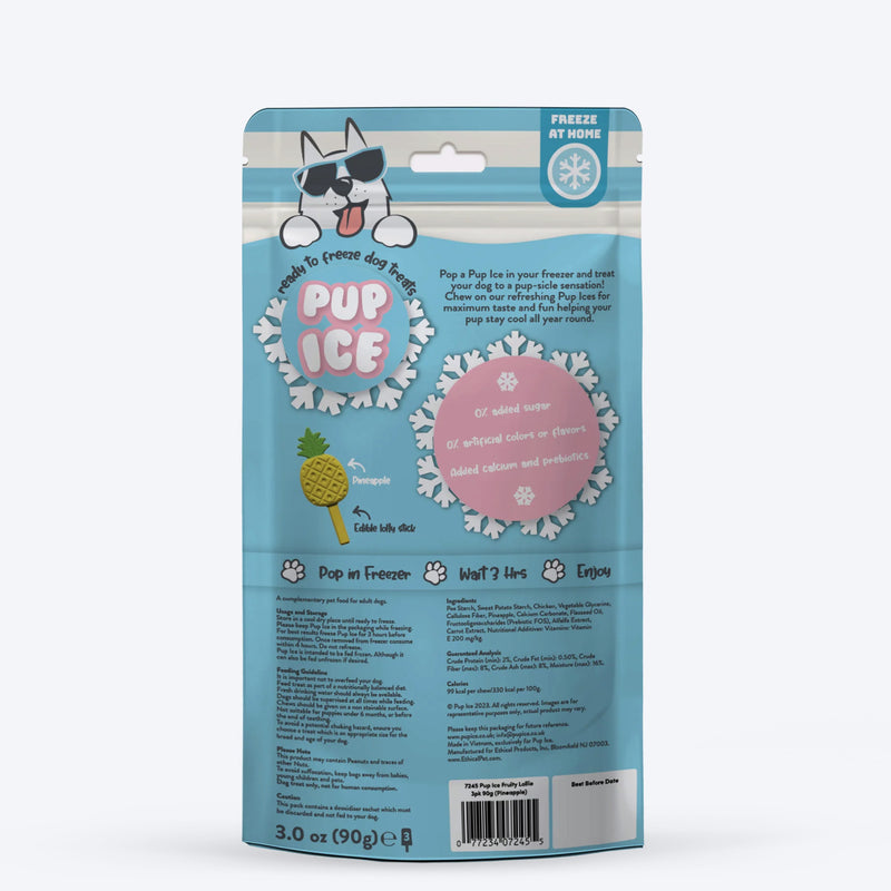 Pup Ice Fruity Lollies Pineapple Ready To Freeze Treat For Adult Dog - 90 gm - Heads Up For Tails