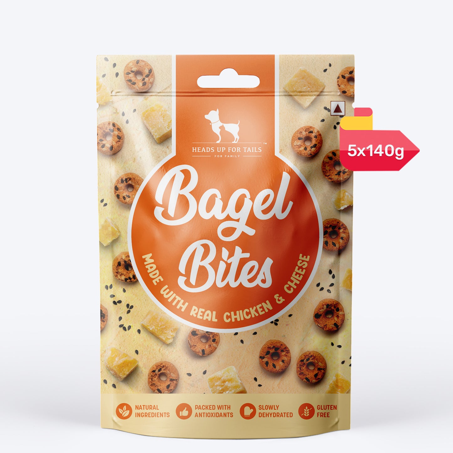 HUFT Bagel Bites Made With Real Chicken & Cheese Treat For Dog - 140 gm - Heads Up For Tails