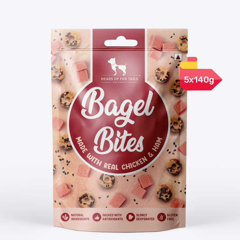 HUFT Bagel Bites Made With Real Chicken & Ham Treat For Dog - 140 gm - Heads Up For Tails