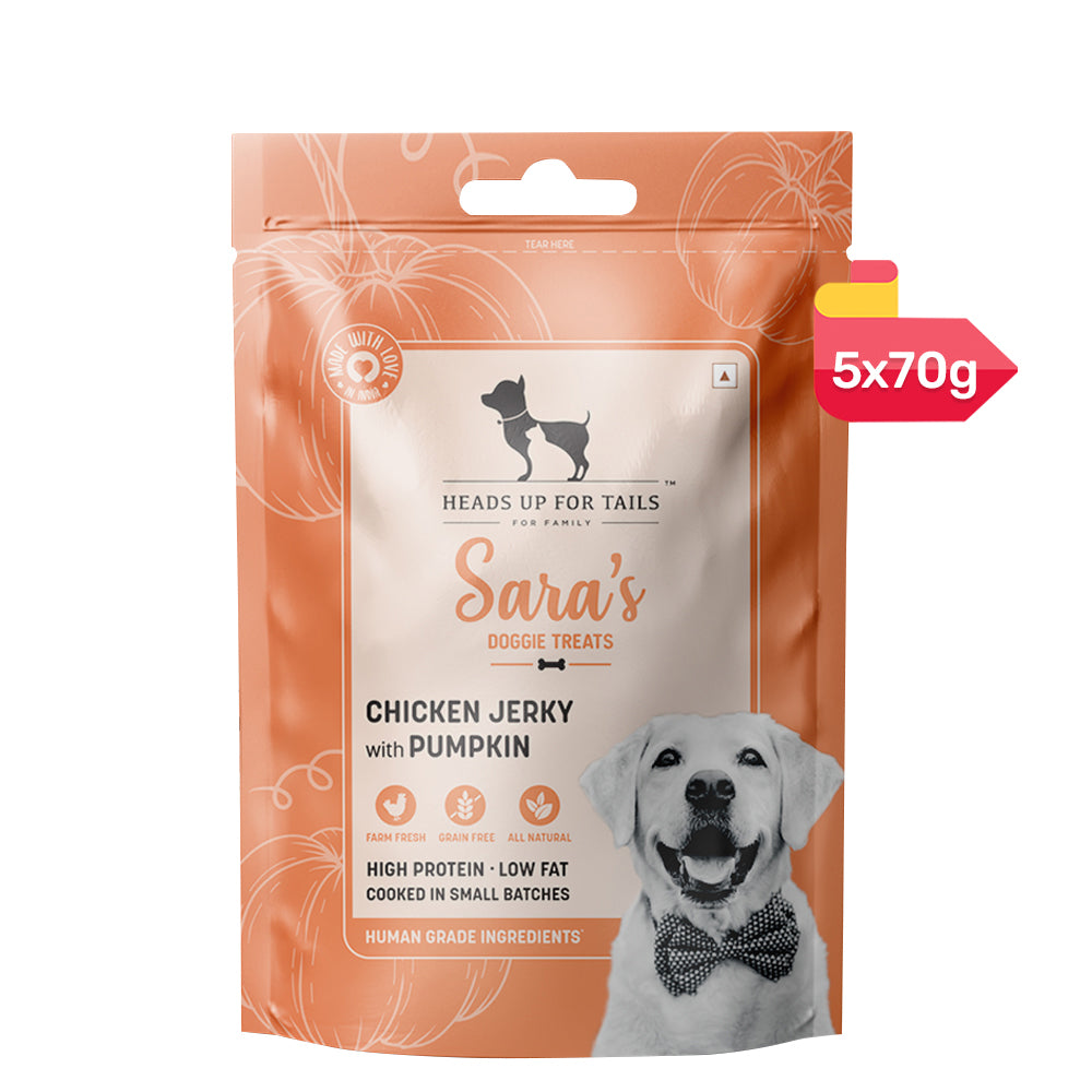 HUFT Sara's Doggie Treats - Chicken Jerky with Pumpkin - 70 g - Heads Up For Tails