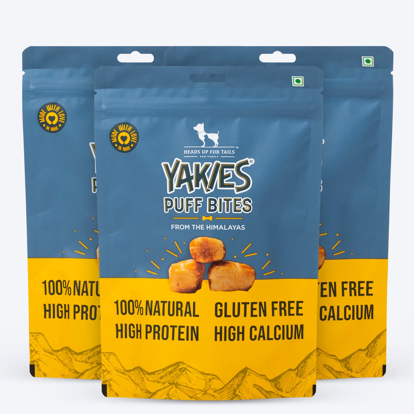 HUFT Yakies Puff Bites 100% Natural Gluten Free Dog Treats - 70 gm - Heads Up For Tails