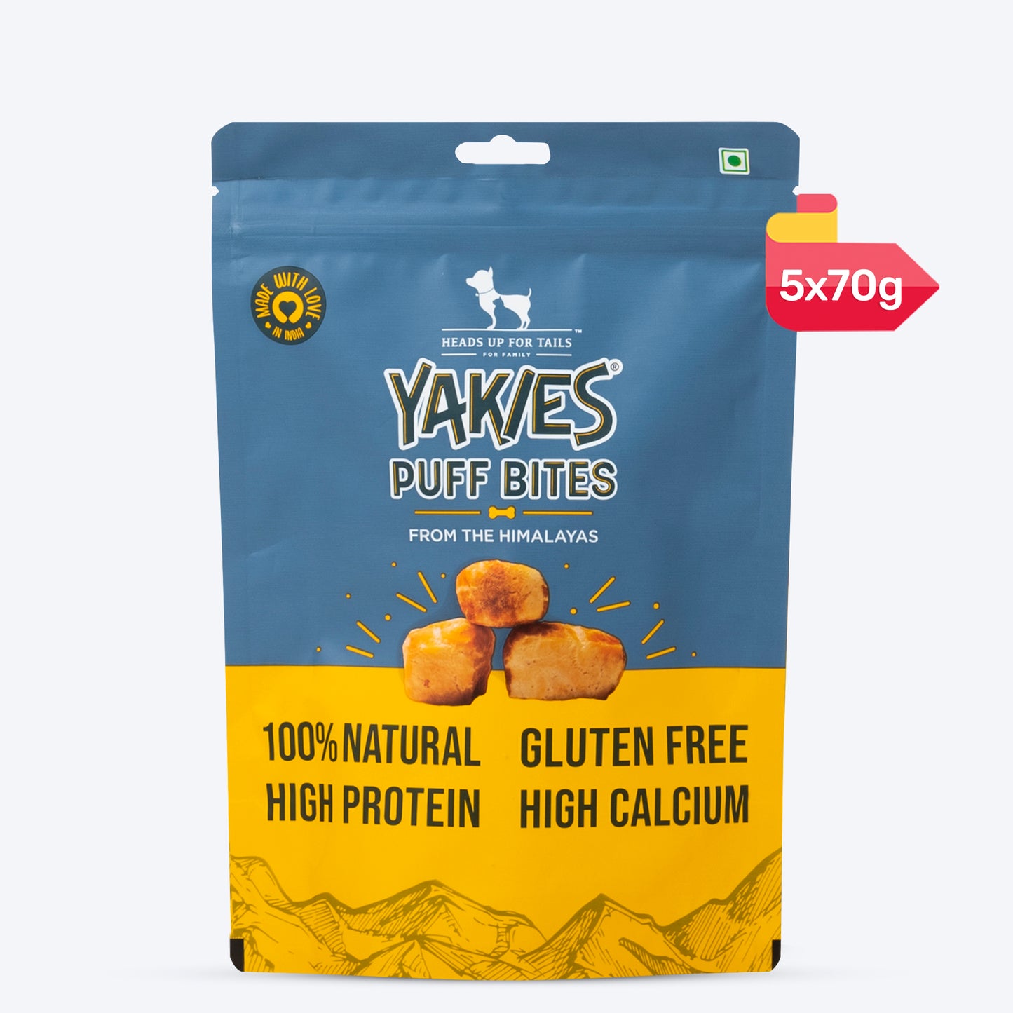 HUFT Yakies Puff Bites 100% Natural Gluten Free Dog Treats - 70 gm - Heads Up For Tails