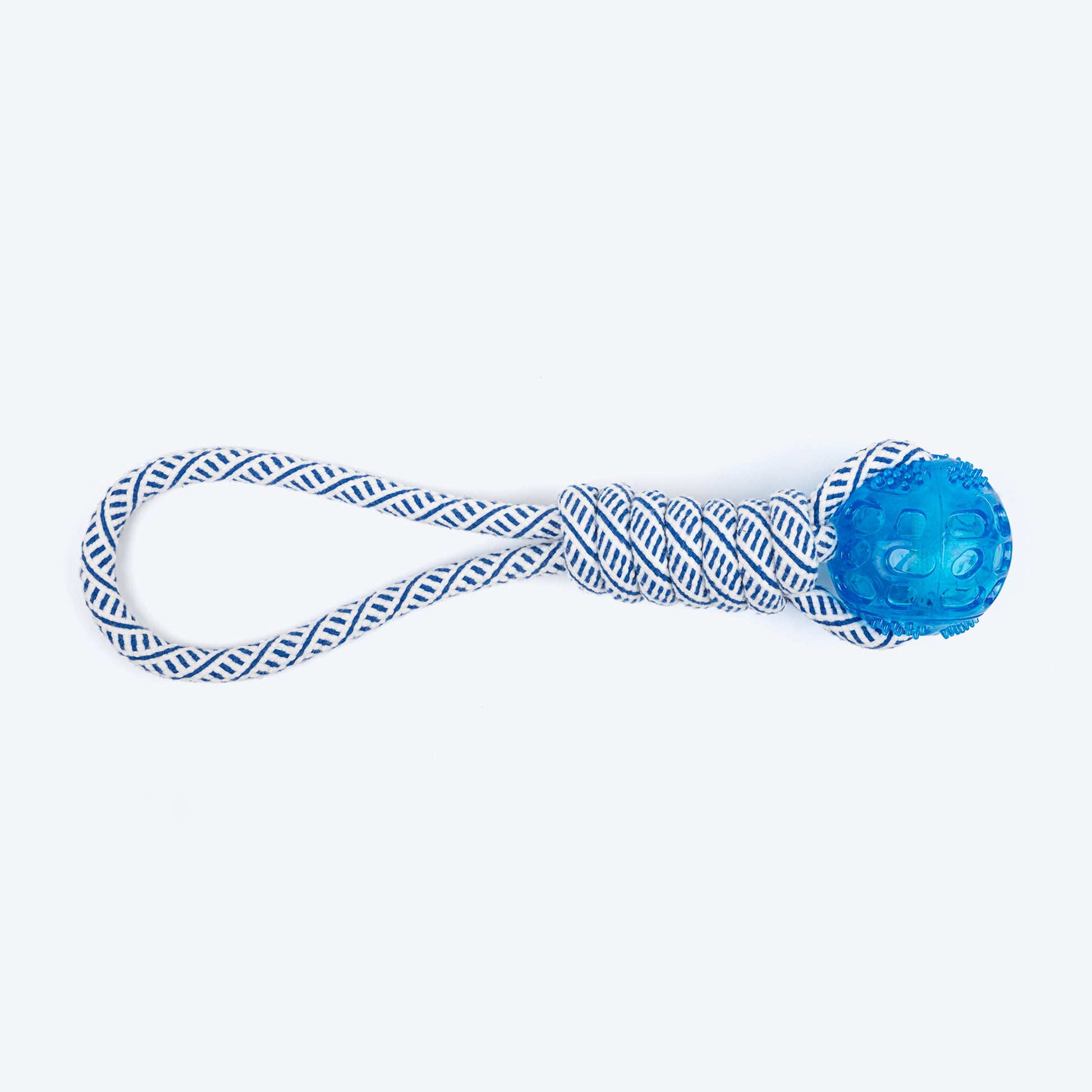 TLC Loop With Ball Rope Toy For Dog - Navy & White - Heads Up For Tails