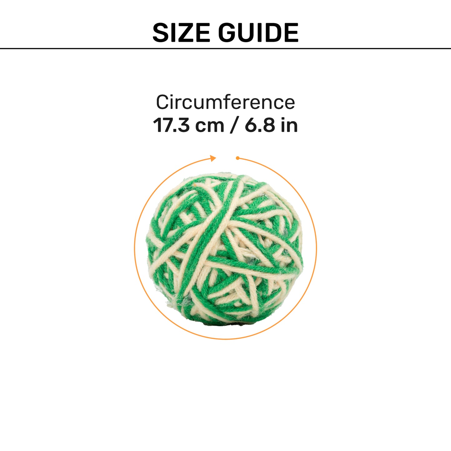 TLC Knotty Rattle Ball Interactive Toy For Cat - Green & White - Heads Up For Tails