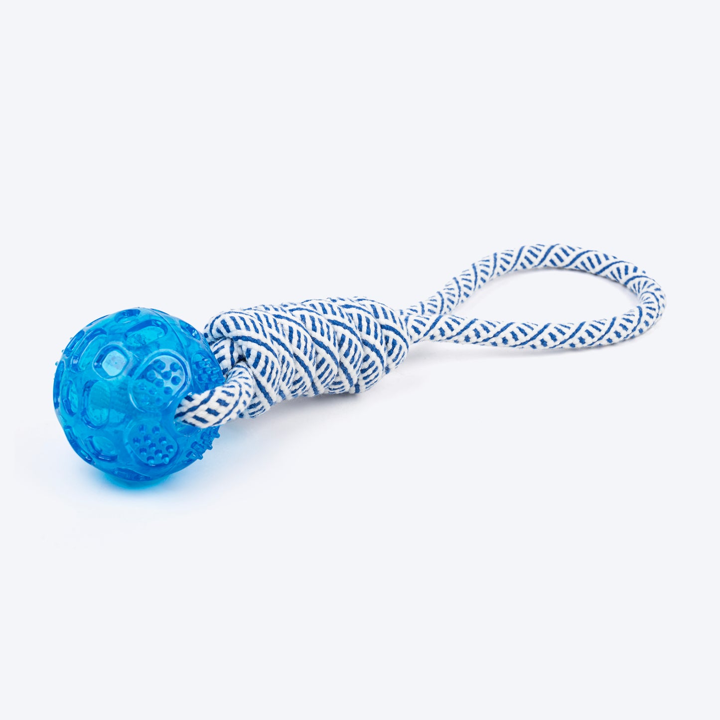 TLC Loop With Ball Rope Toy For Dog - Navy & White - Heads Up For Tails