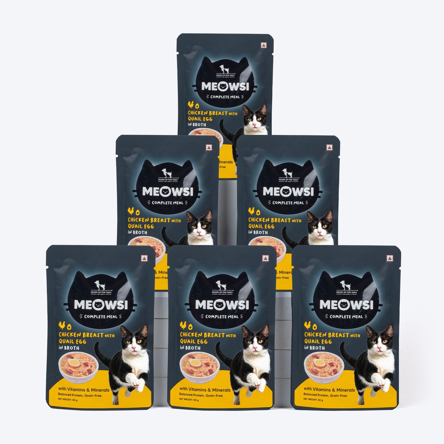 Meowsi by HUFT Chicken Breast With Quail Egg In Broth Cat Wet Food - 80 gm - Heads Up For Tails