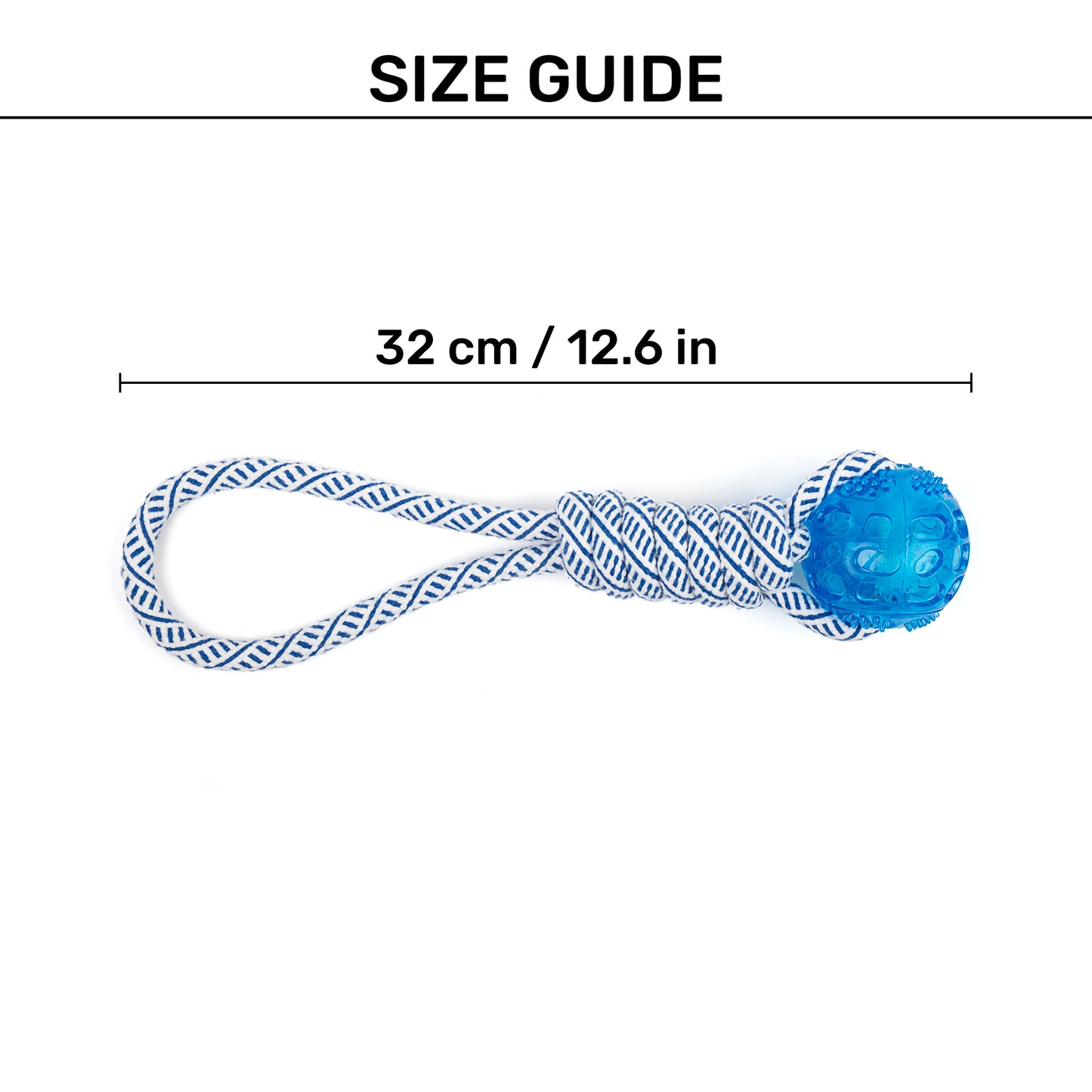 TLC Loop With Ball Rope Toy For Dog - Navy & White - Heads Up For Tails