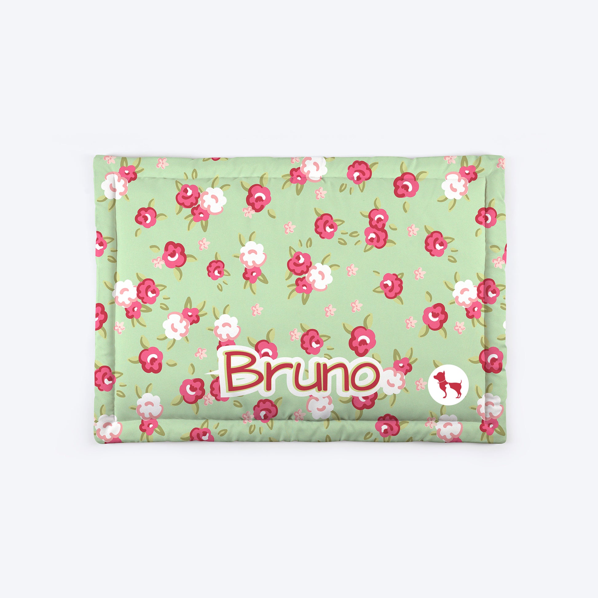 HUFT Pastel Petals Personalised Mat For Dog & Cat - Green - Heads Up For Tails
