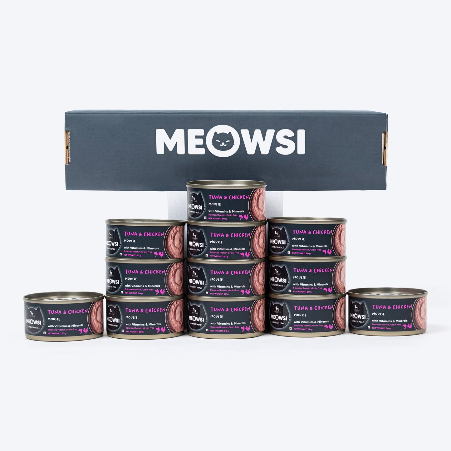 Meowsi By HUFT Tuna & Chicken in Mousse Canned Cat Wet Food - 80 gm - Heads Up For Tails