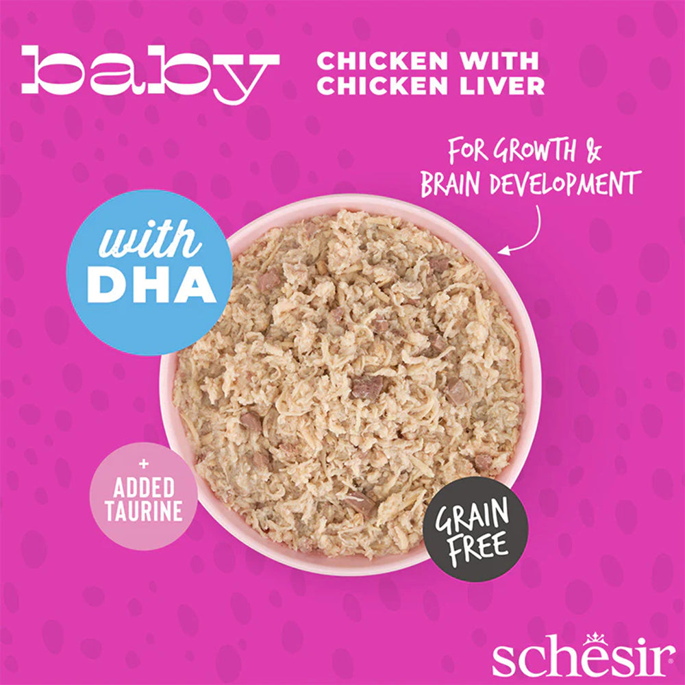 Schesir Baby Chicken With Chicken Liver In Broth Wet Food For Kitten - 70 gm - Heads Up For Tails