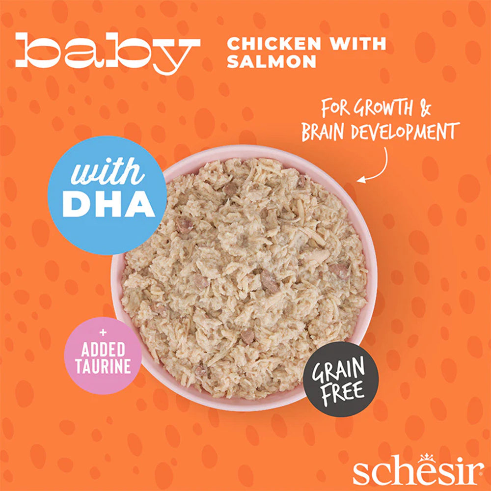 Schesir Baby Chicken With Salmon In Broth Wet Food For Kitten - 70 gm - Heads Up For Tails