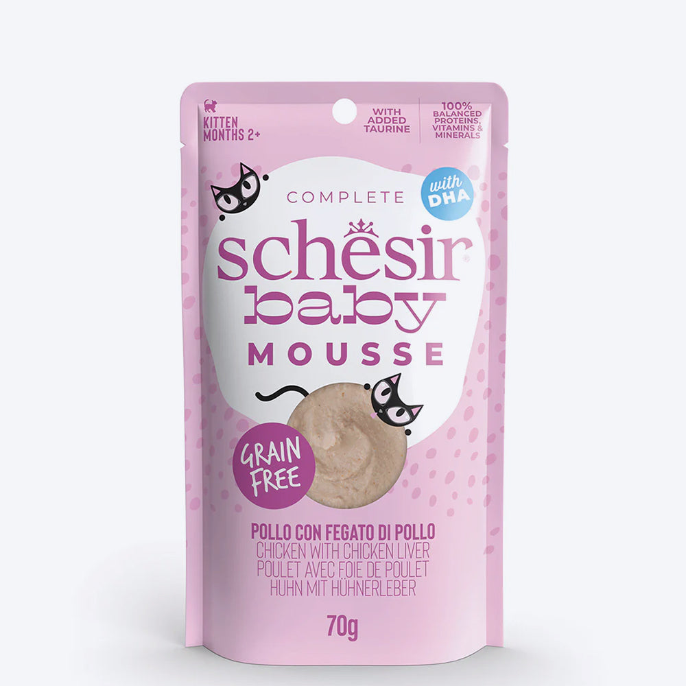 Schesir Baby Mousse Chicken With Chicken Liver Wet Food For Kitten - 70 gm - Heads Up For Tails