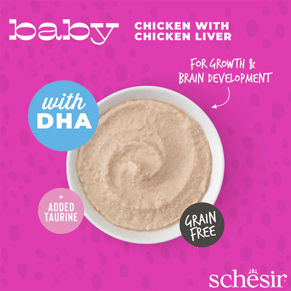 Schesir Baby Mousse Chicken With Chicken Liver Wet Food For Kitten - 70 gm - Heads Up For Tails