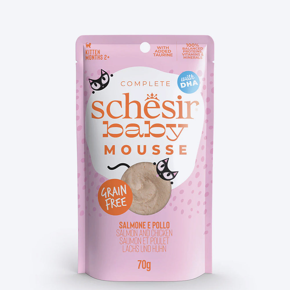 Schesir Baby Mousse Salmon & Chicken Wet Food For Kitten - 70 gm - Heads Up For Tails
