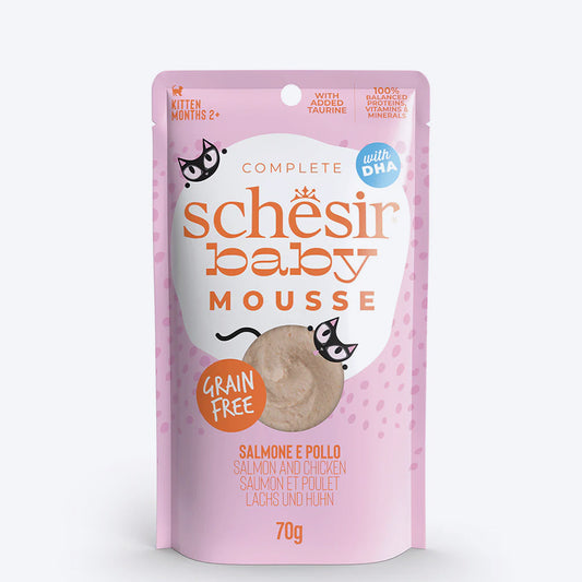 Schesir Baby Mousse Salmon & Chicken Wet Food For Kitten - 70 gm - Heads Up For Tails