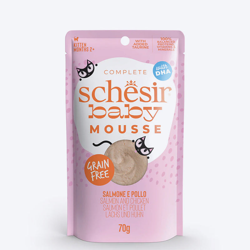 Schesir Baby Mousse Salmon & Chicken Wet Food For Kitten - 70 gm - Heads Up For Tails