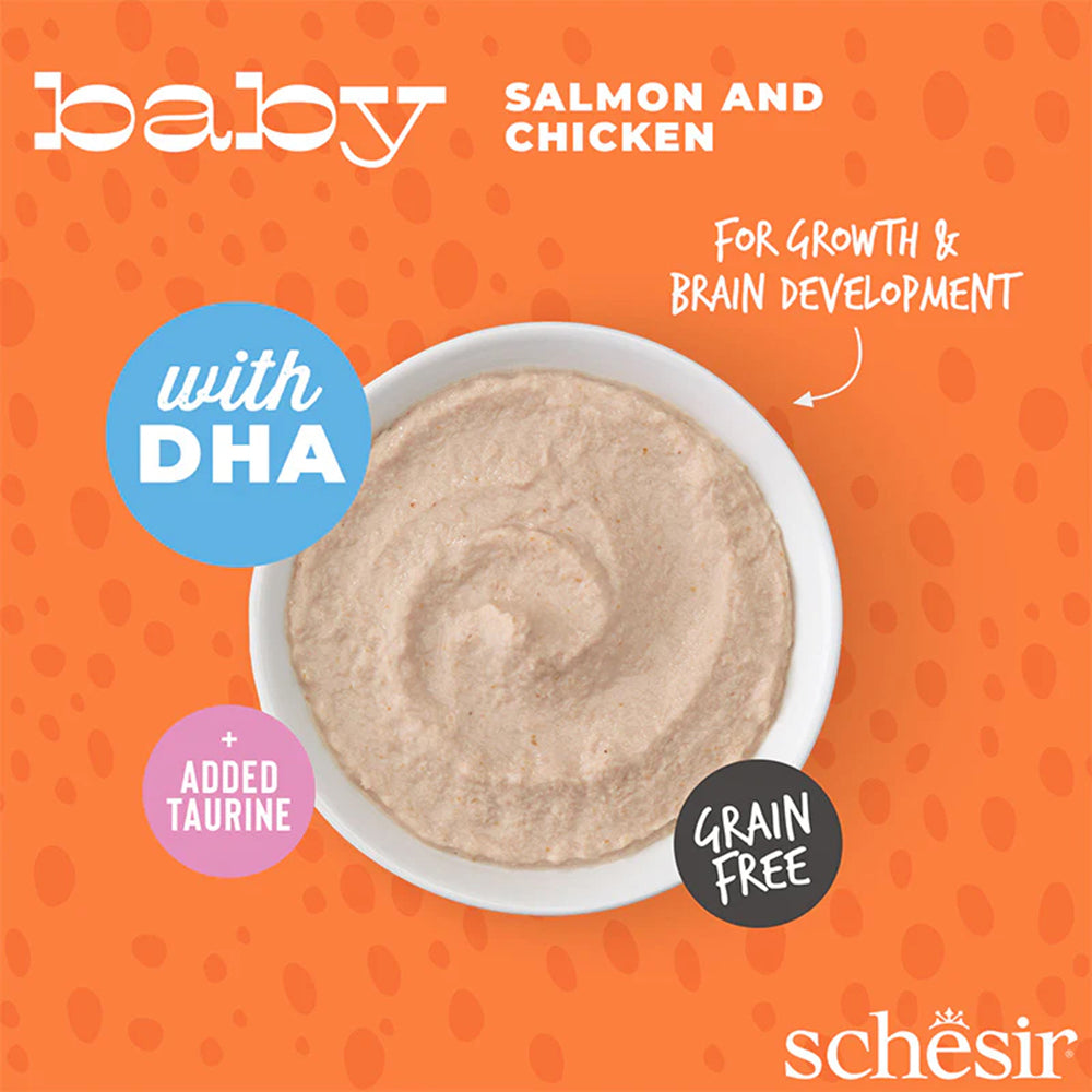 Schesir Baby Mousse Salmon & Chicken Wet Food For Kitten - 70 gm - Heads Up For Tails