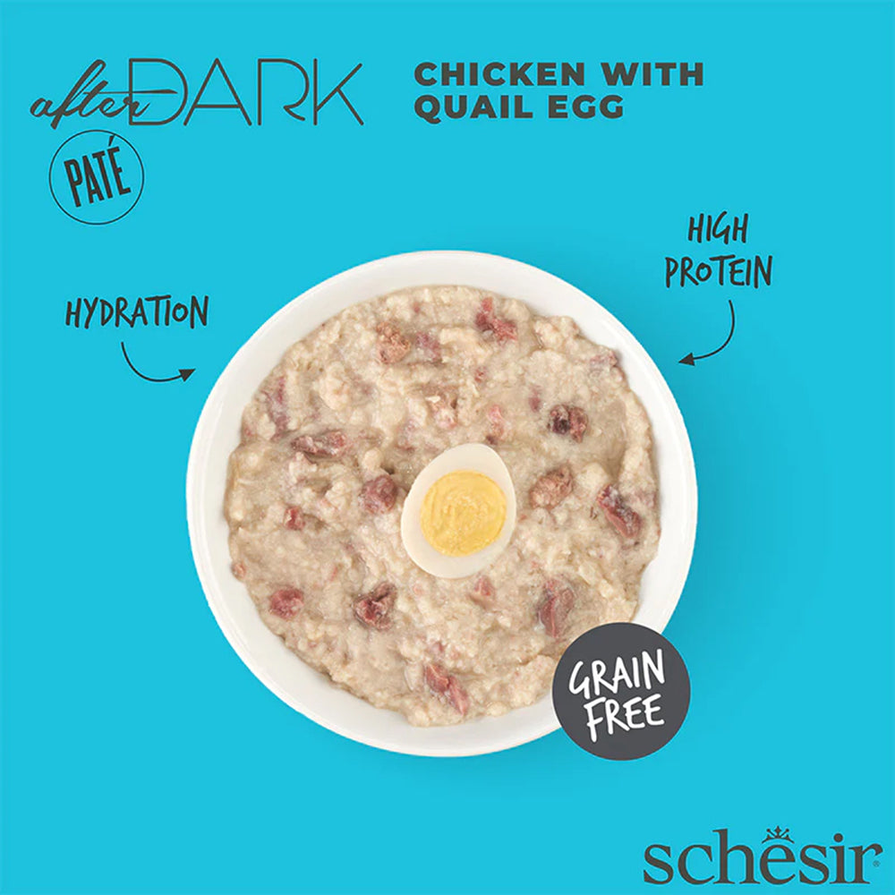Schesir After Dark Chicken With Quail Egg Pate Wet Food For Adult Cat - 80 gm - Heads Up For Tails
