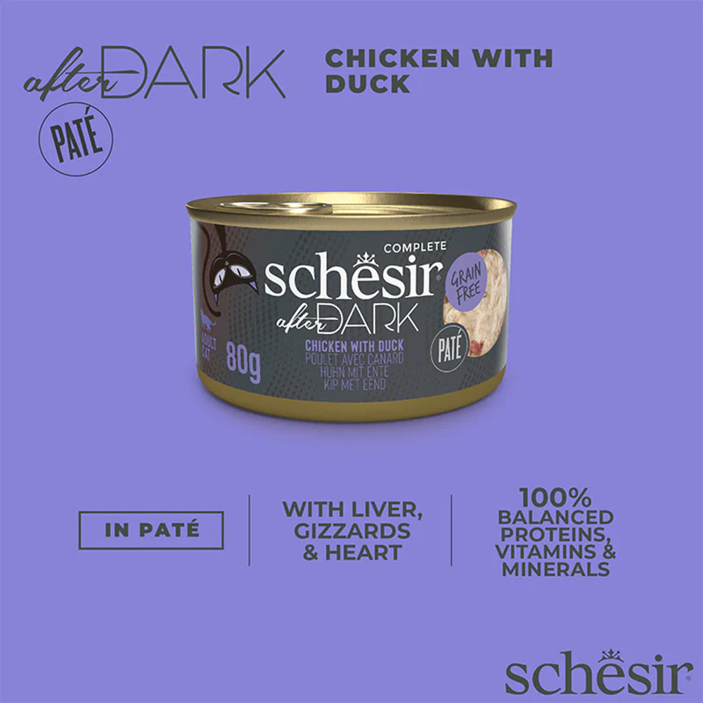 Schesir After Dark Chicken With Duck Pate Adult Cat Wet Food - 80 gm - Heads Up For Tails