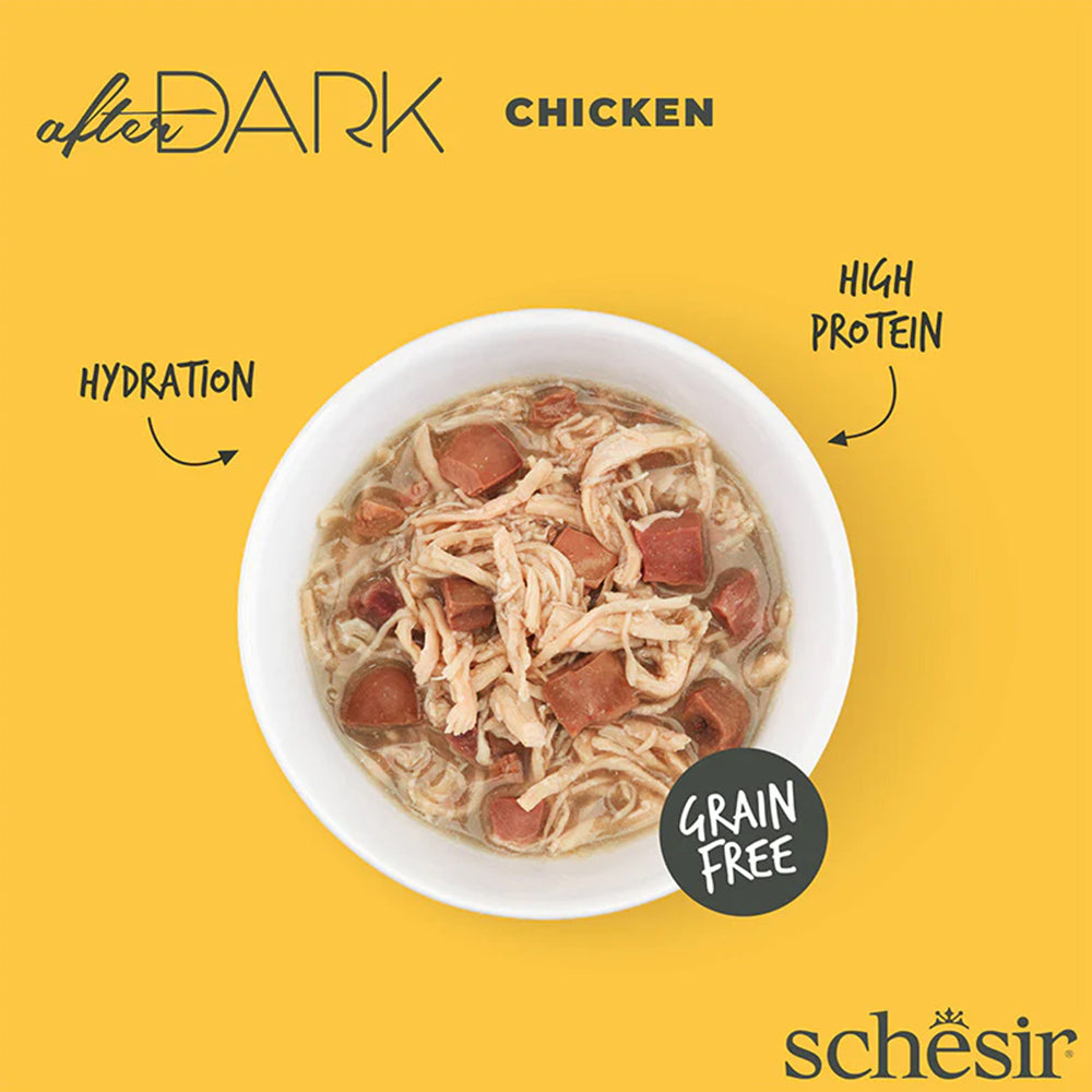 Schesir After Dark Chicken In Broth Wet Food For Adult Cat - 80 gm - Heads Up For Tails