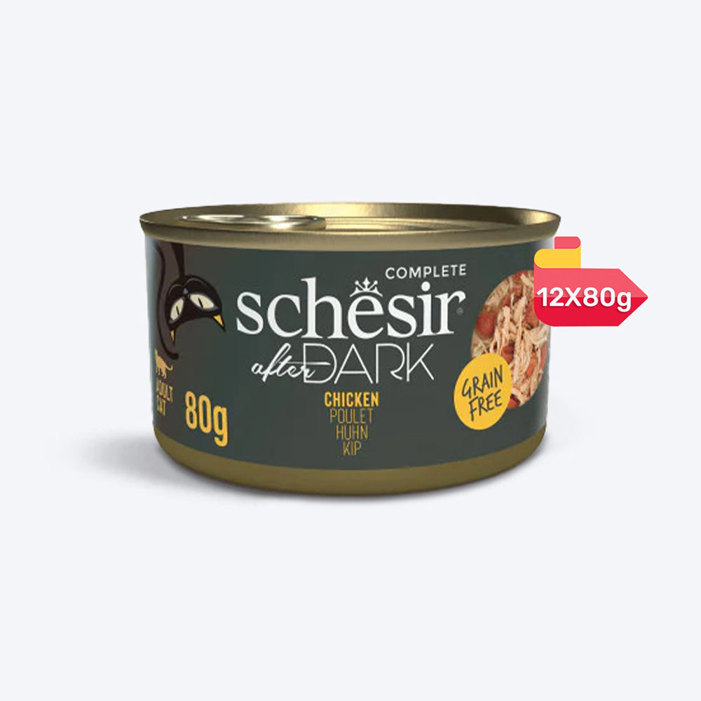 Schesir After Dark Chicken In Broth Wet Food For Adult Cat - 80 gm - Heads Up For Tails