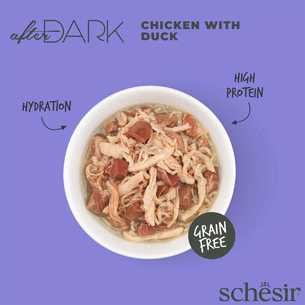 Schesir After Dark Chicken With Duck In Broth Wet Food For Adult Cat - 80 gm - Heads Up For Tails