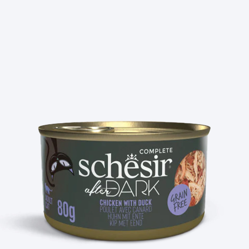 Schesir After Dark Chicken With Duck In Broth Wet Food For Adult Cat - 80 gm - Heads Up For Tails