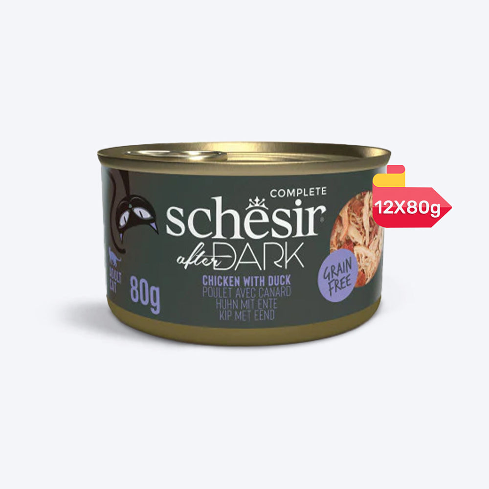 Schesir After Dark Chicken With Duck In Broth Wet Food For Adult Cat - 80 gm - Heads Up For Tails