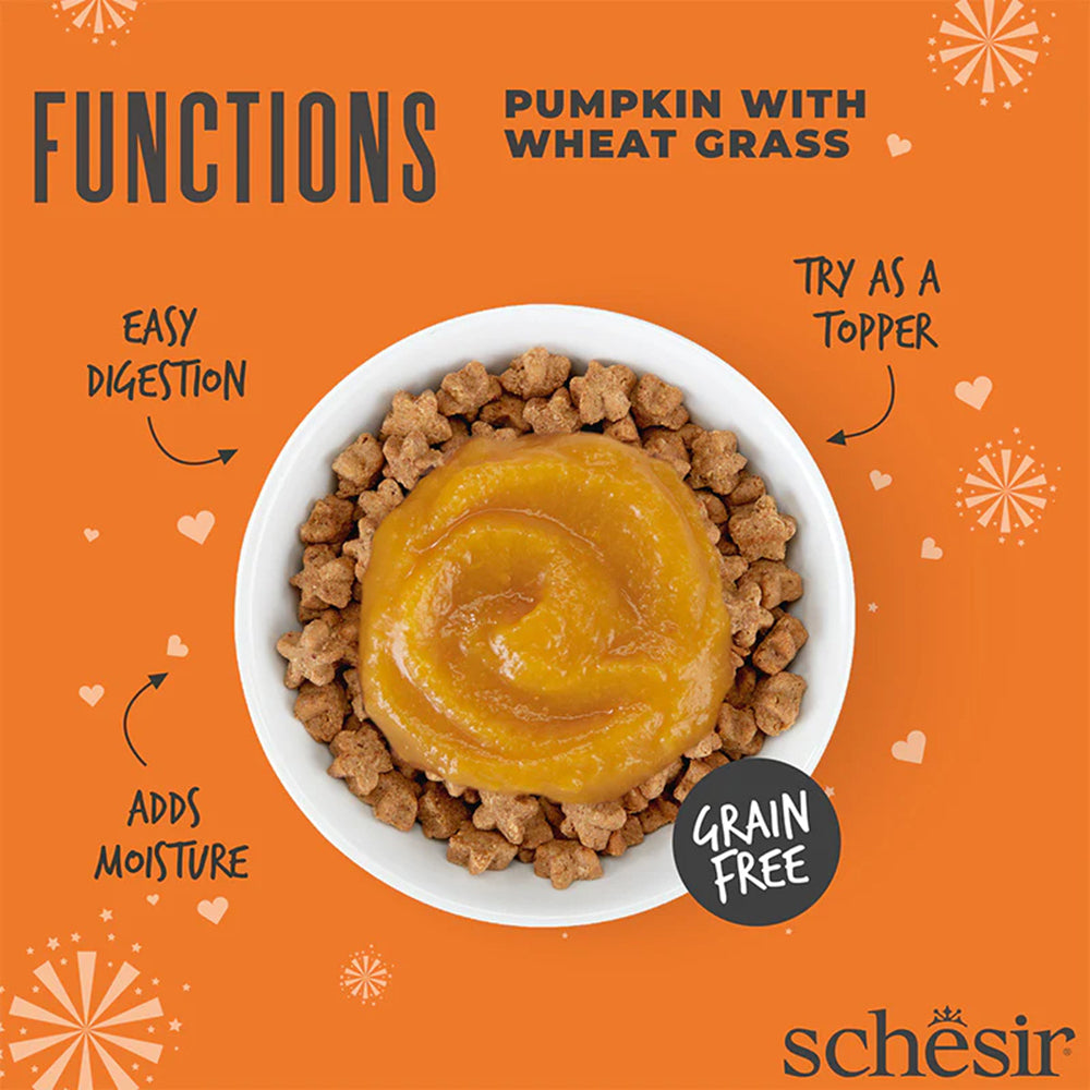 Schesir Function Digestive Topper Pumpkin With Wheat Grass Sensitive Wet Food For Adult Cat - 40 gm - Heads Up For Tails