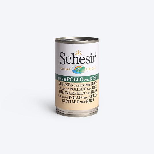Schesir Chicken Fillets With Rice Canned Wet Cat Food - 140 g - Heads Up For Tails