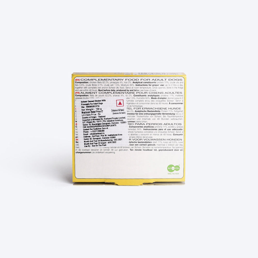 Schesir 40% Chicken Fillets With Pineapple Canned Wet Dog Food - 150 g - Heads Up For Tails