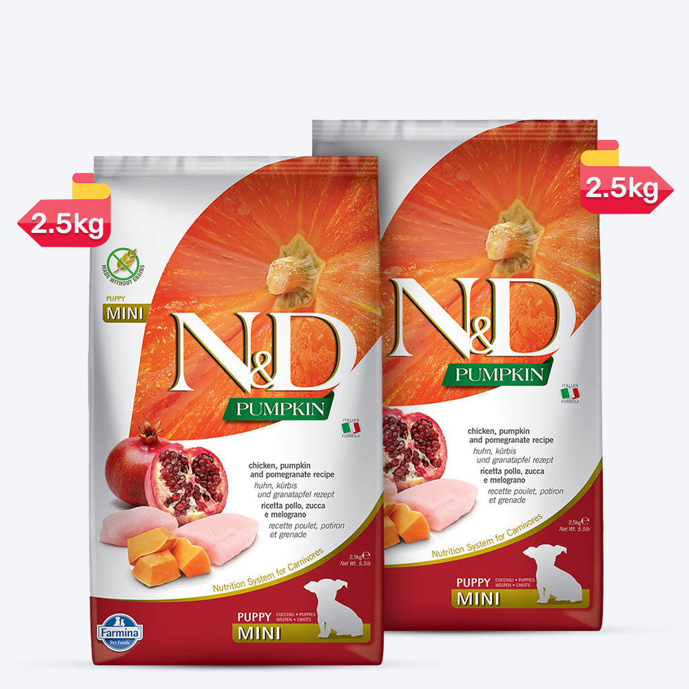 Farmina N&D Pumpkin Chicken & Pomegranate Grain Free Mini Breed Dry Puppy Food - Heads Up For Tails