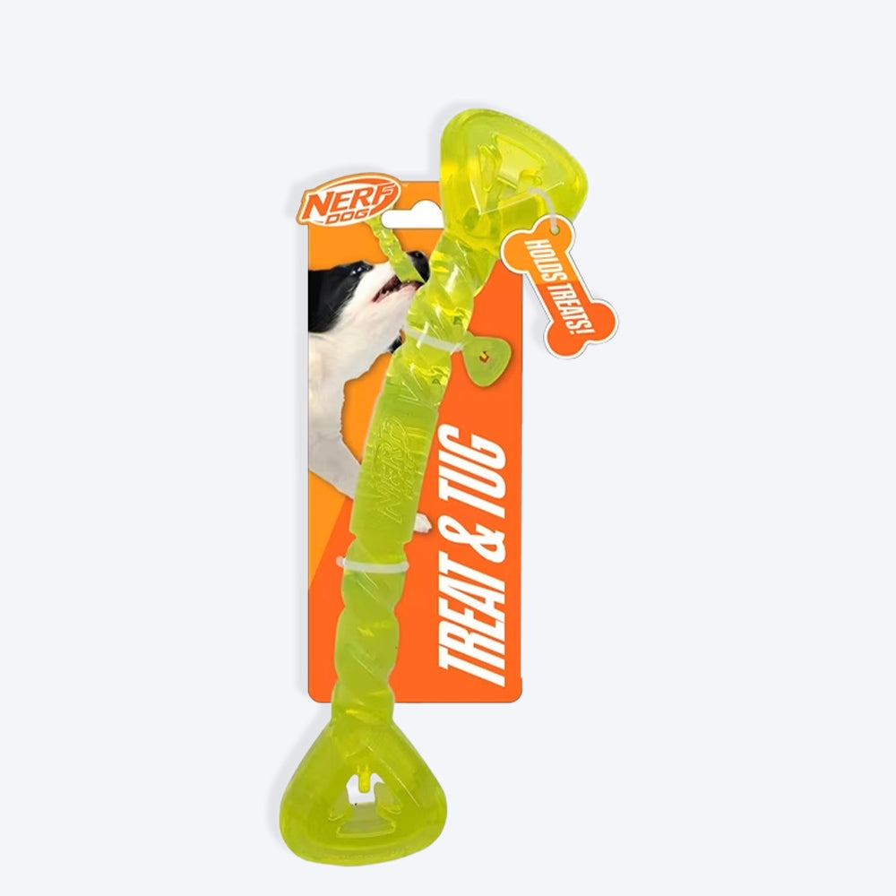 NERF DOG Treat & Tug Bone Chew Toy For Dog - Green - Heads Up For Tails