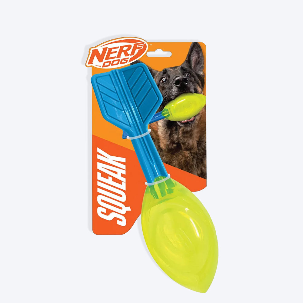 NERF DOG Squeak Vortex Interactive Toy For Dog - Blue & Green - Heads Up For Tails