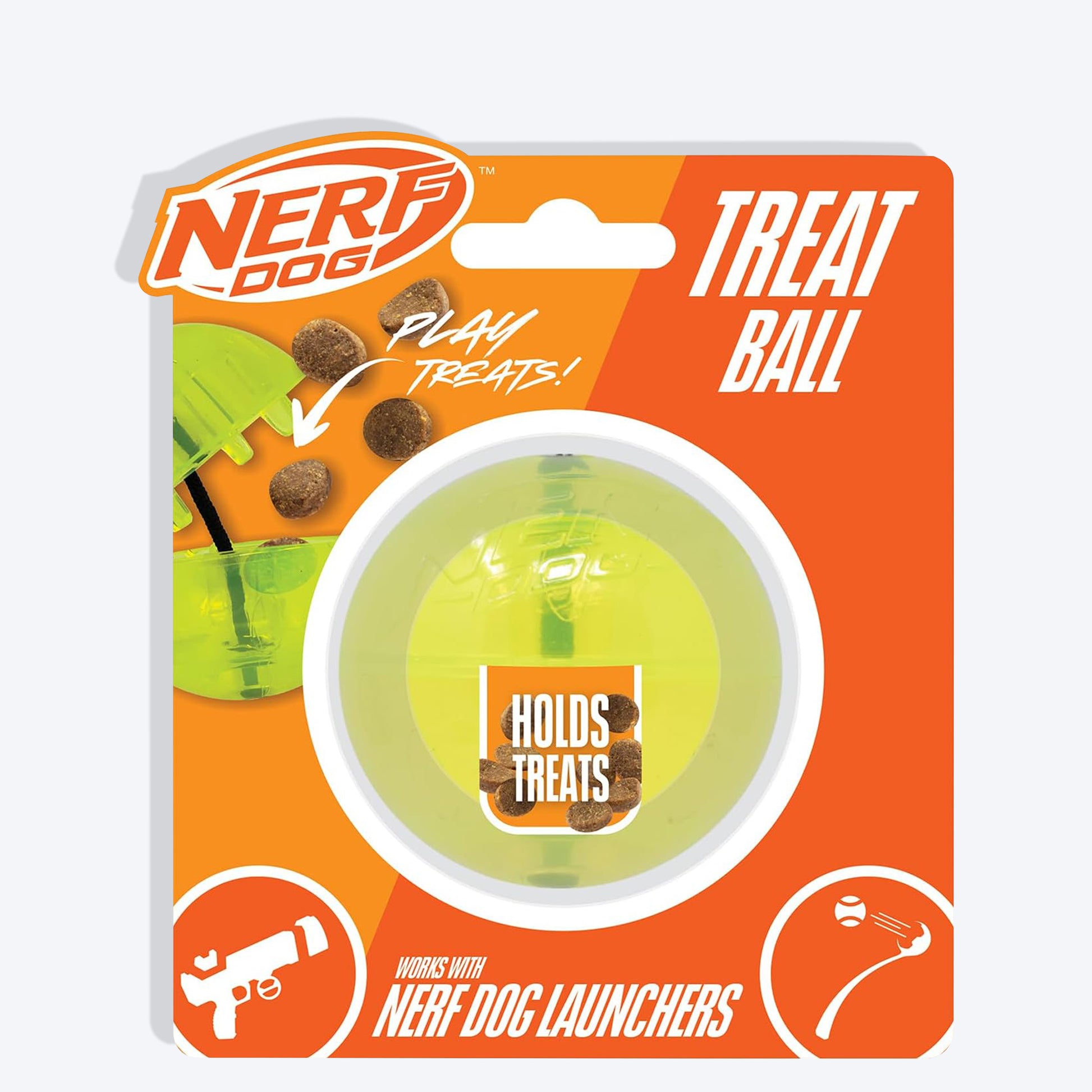 NERF DOG Bungee Treat Ball Toy For Dog - Green - 6.4 cm - Heads Up For Tails