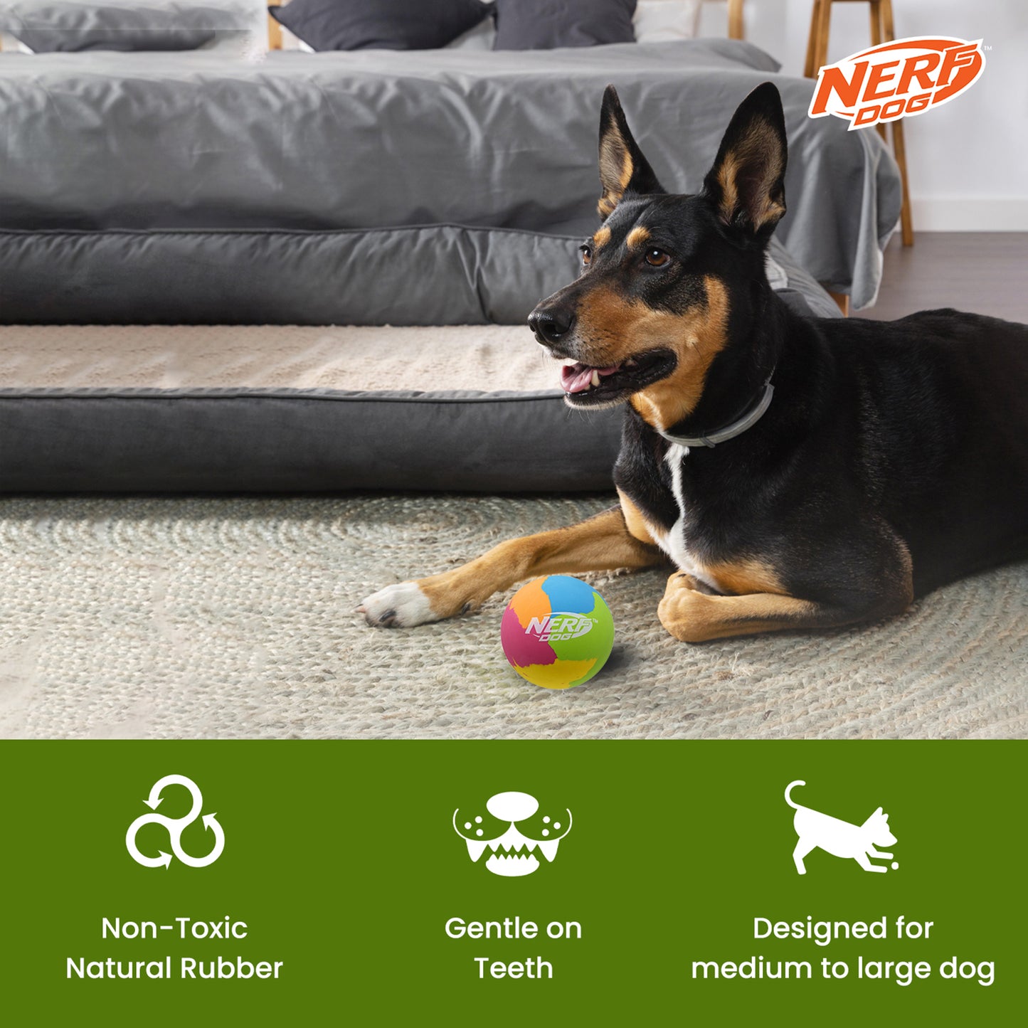 NERF DOG Super Bounce Rubber Ball Toy For Dog - Heads Up For Tails