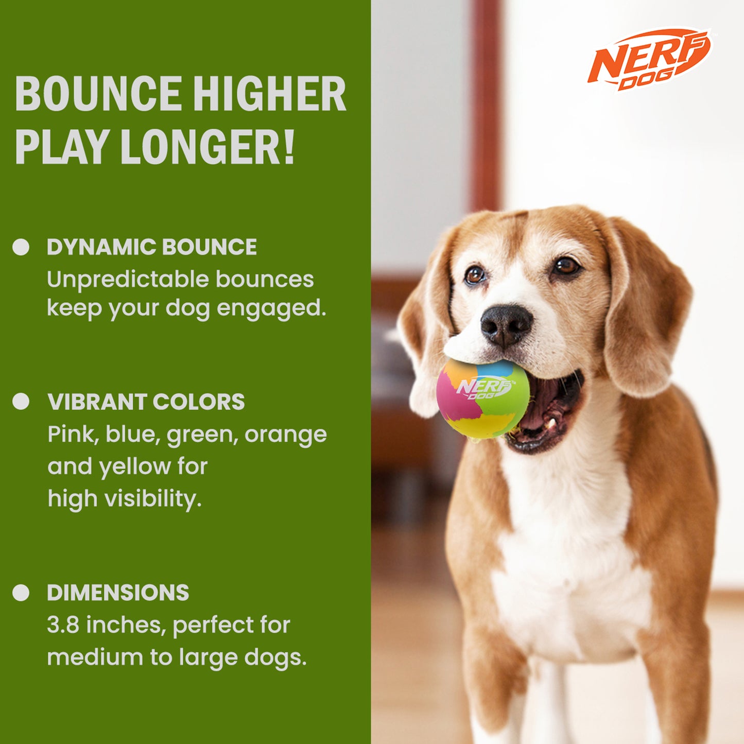NERF DOG Super Bounce Rubber Ball Toy For Dog - Heads Up For Tails