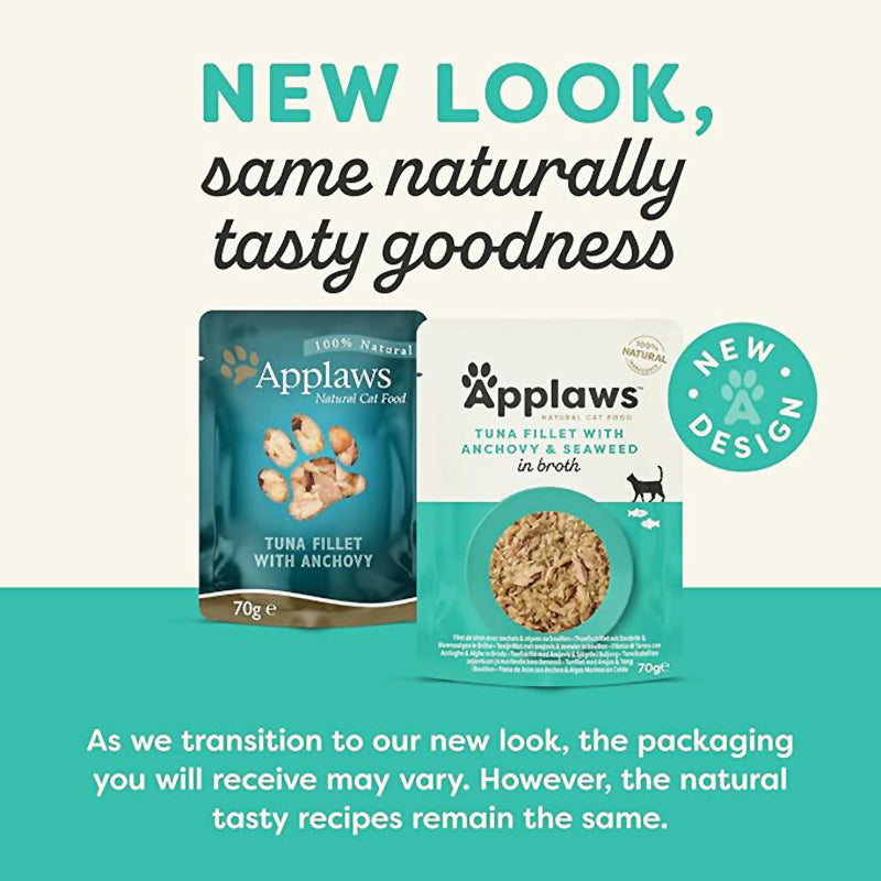 Applaws Tuna Fillet With Whole Anchovy Wet Food For Adult Cat - 70 g - Heads Up For Tails