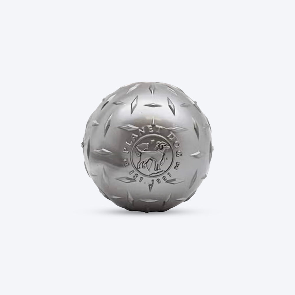 Petstages Orbee-Tuff Diamond Plate Treat Dispensing Ball Dog Toy - Grey - Heads Up For Tails