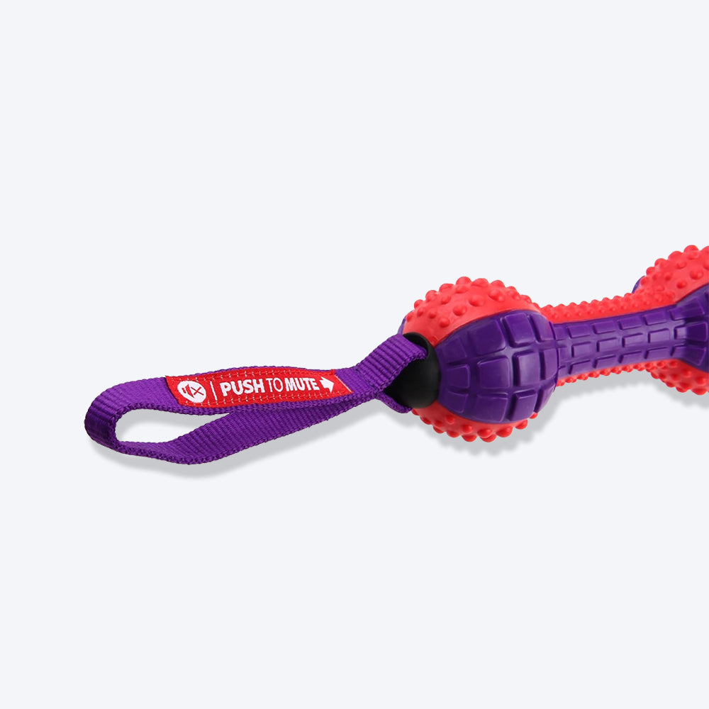 GiGwi Push To Mute Dog Chew Toy - Dumbbell (Solid) - Red/Purple_04