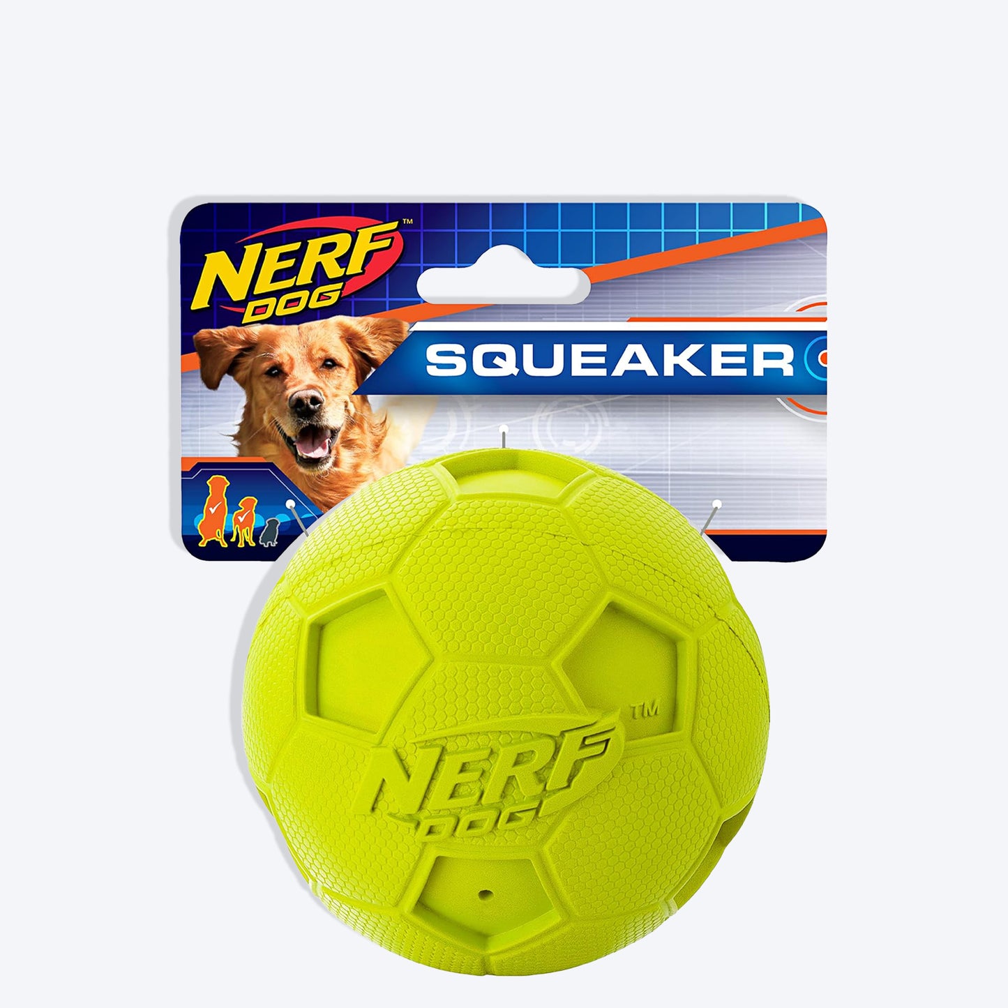 NERF DOG Soccer Squeak Ball Toy For Dog - Green - 10.2 cm - Heads Up For Tails