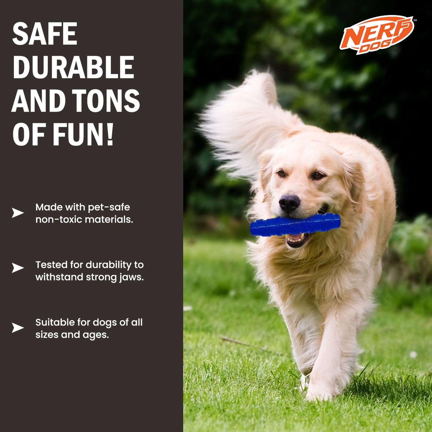 NERF DOG Squeak Stick Interactive Toy For Dog - Blue - Heads Up For Tails
