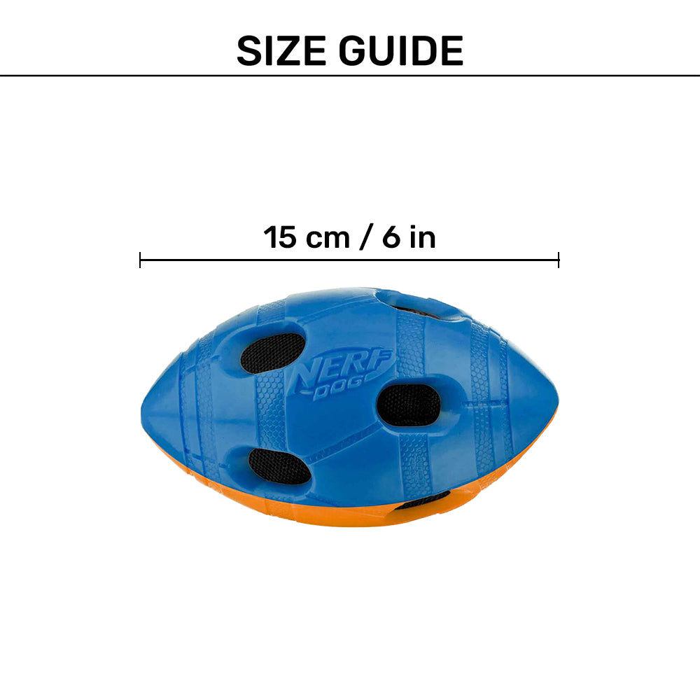 NERF DOG Crinkle & Squeak Football Toy For Dog - Blue & Orange - Heads Up For Tails