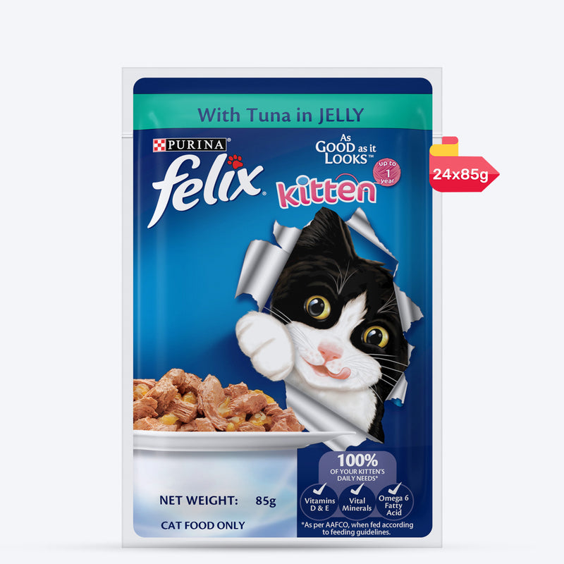 Purina Felix With Tuna In Jelly Kitten Wet Food - 85 g - Heads Up For Tails